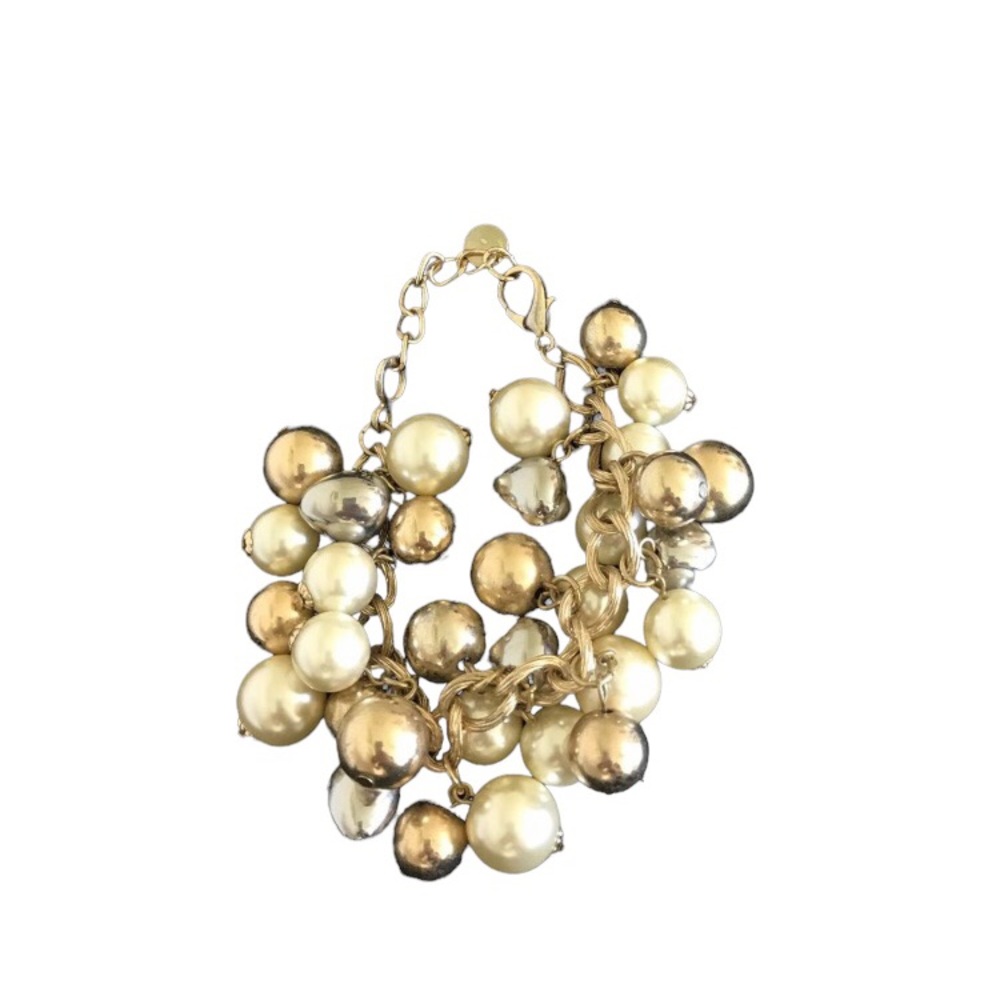 Talbots Gold Silver Pearl Beaded Bracelet